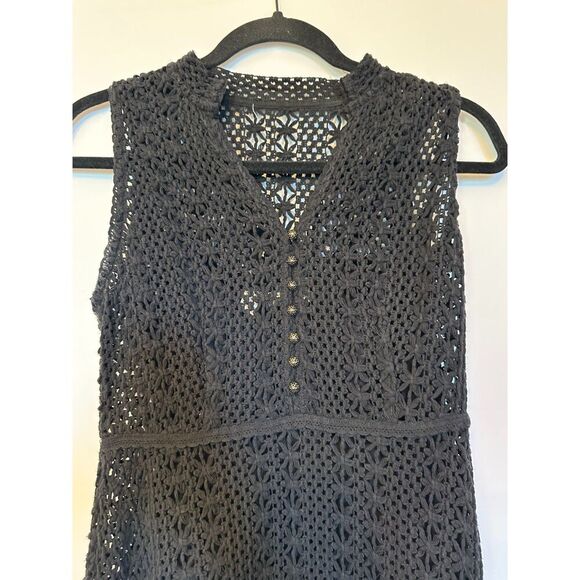 ANTHROPOLOGIE BLACK CROCHET LACE EVELYN MIDI DRESS BY MEADOW RUE Size 2 - Picture 8 of 9